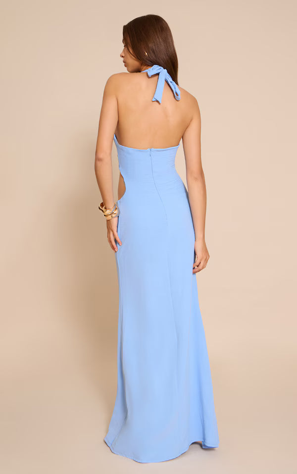 Textured Plunge Trim Maxi Dress