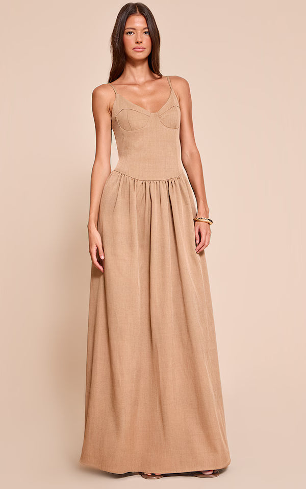 Woven Strappy Bust Detail Maxi Dress