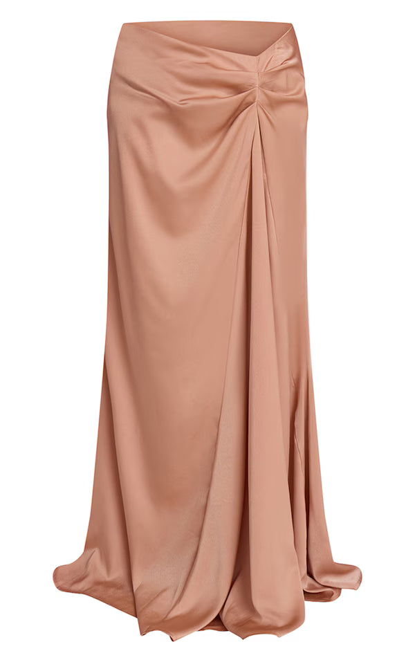 Satin Dipped Waist Maxi Skirt