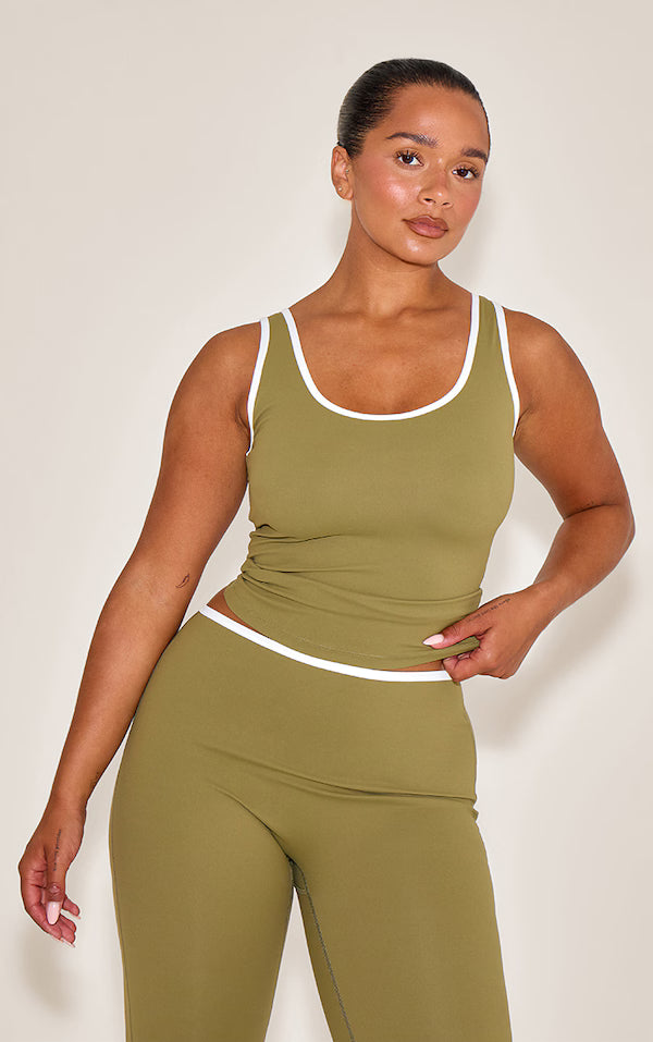 Shape Active Contrast Binding Longline Top