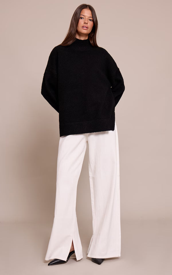 Oversized Polo Neck Knitted Jumper