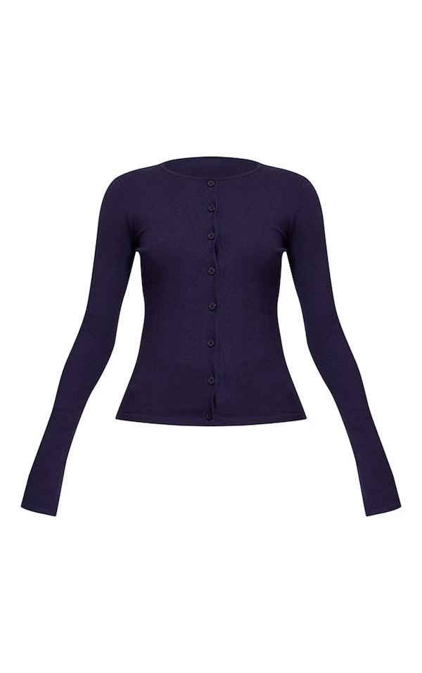 Button Through Fine Knit Cardigan