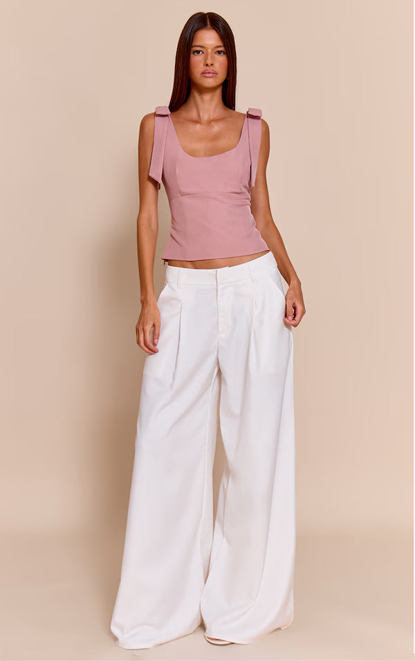 Woven Bow Strap Detail Long Top