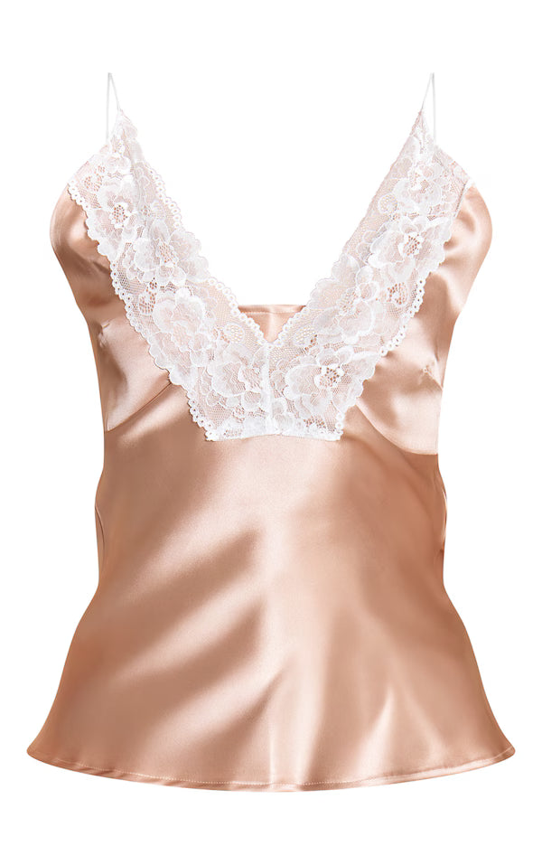 Satin Lace Detail Cami Top