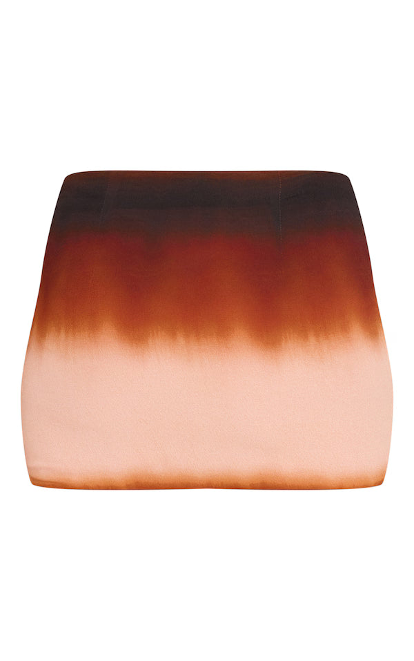 Chocolate Ombre Print Chiffon Mini Skirt