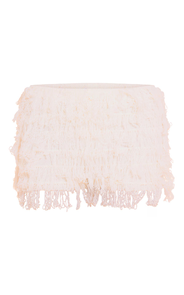 Petite Cream Loop Knit Mini Shorts