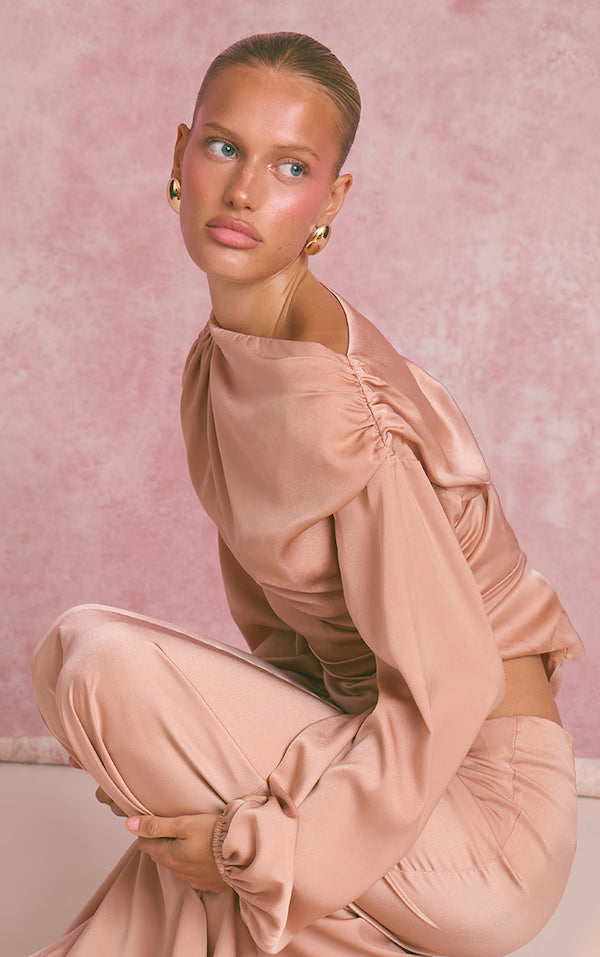 Satin Dipped Waist Maxi Skirt