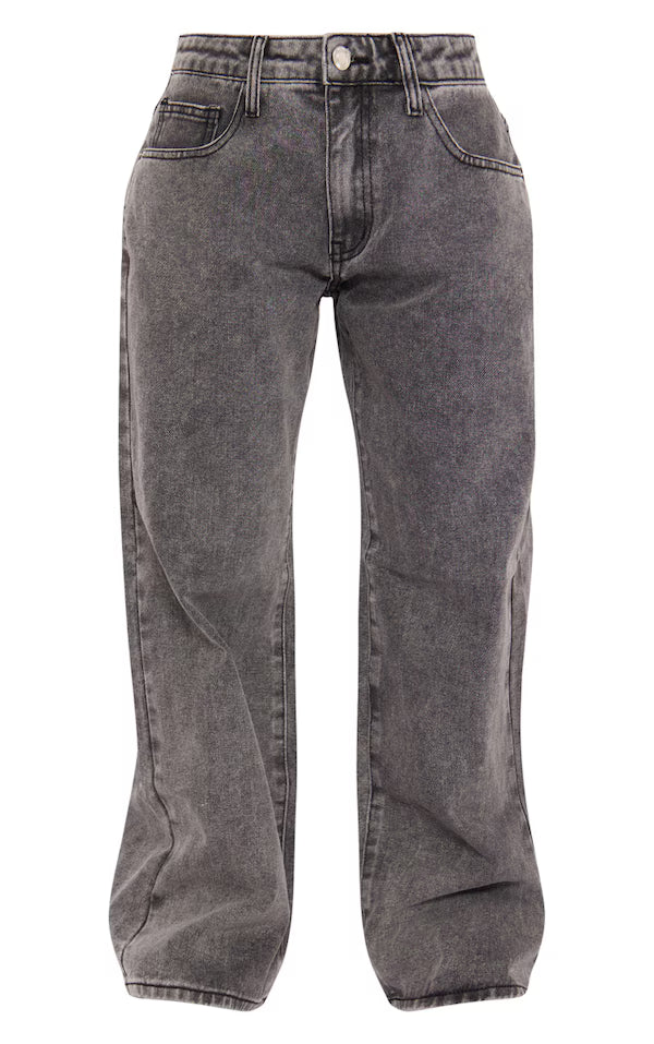 Washed Grey Low Rise Boyfriend Jeans