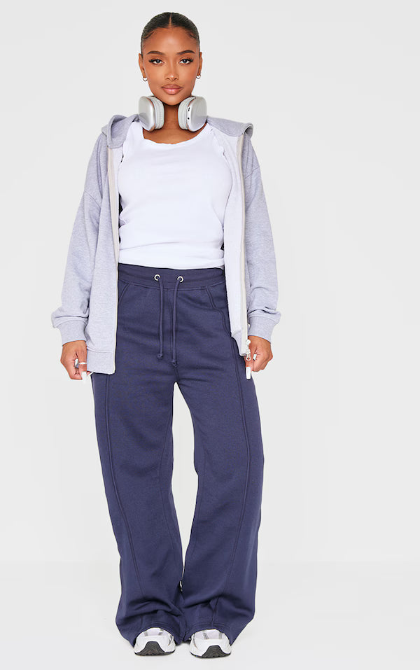 Shape Marl Binded High Waist Wide Leg Joggers