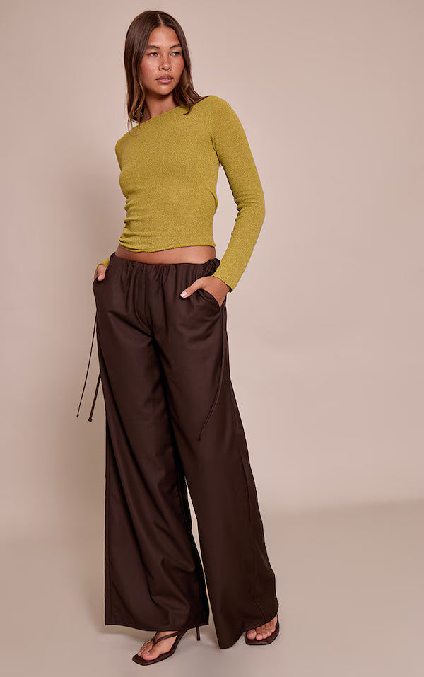 Olive Towelling Fine knit Top