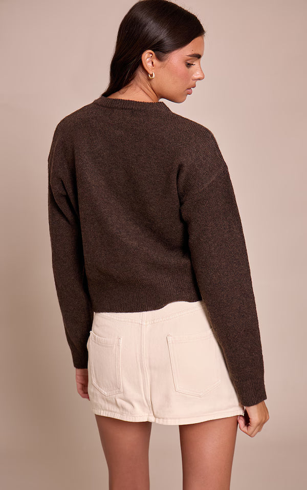 Crew Neck Knit Cardigan