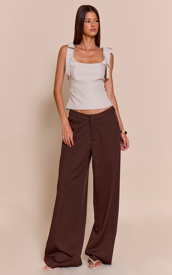 Woven Bow Strap Detail Long Top