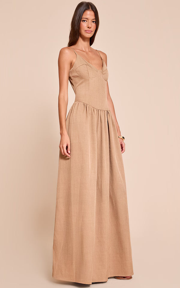 Woven Strappy Bust Detail Maxi Dress