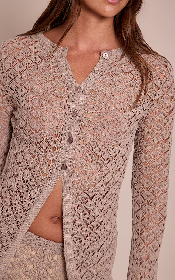 Crochet Knit Long Sleeve Cardigan