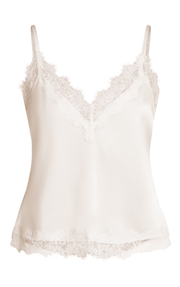 Satin V Neck Trim Detail Cami Top