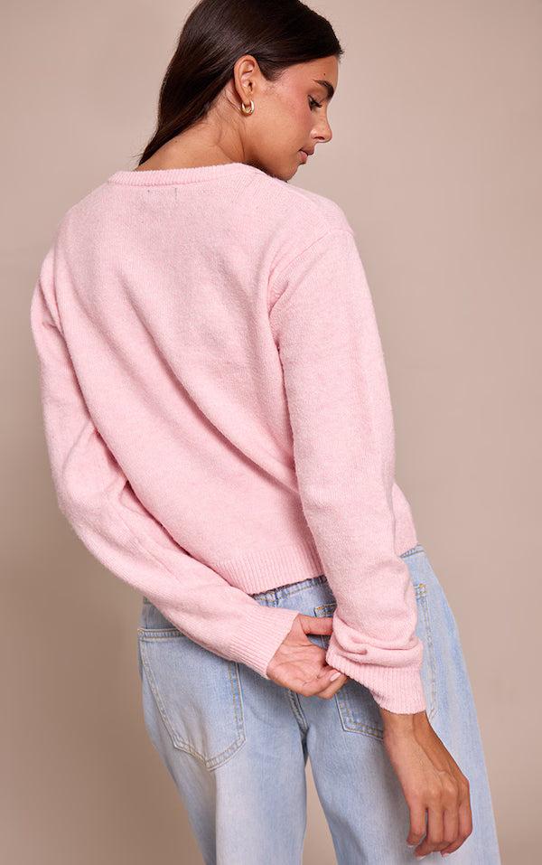 Crew Neck Knit Cardigan