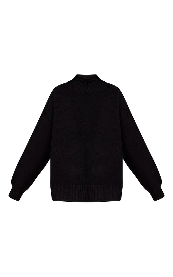 Oversized Polo Neck Knitted Jumper