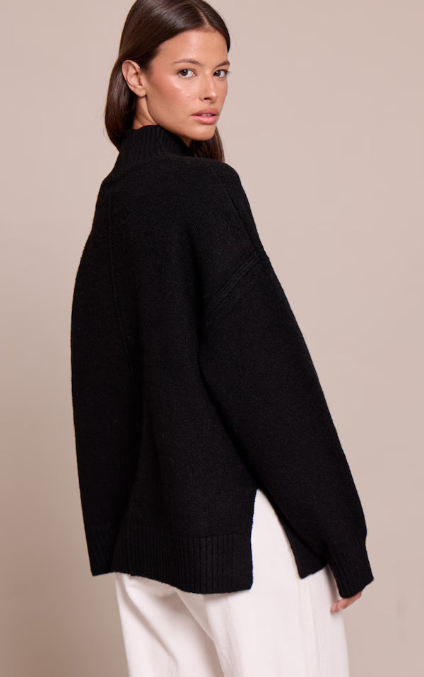 Oversized Polo Neck Knitted Jumper