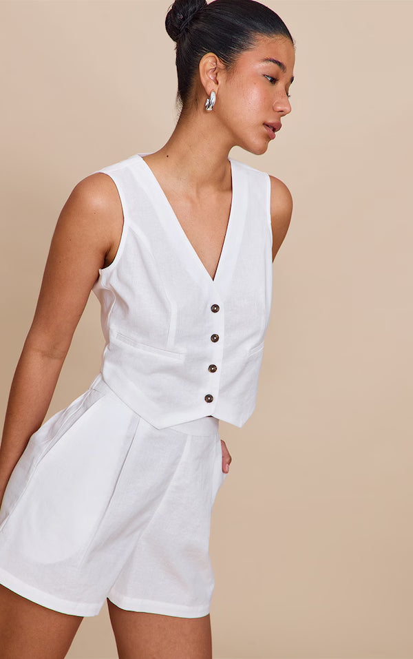 Linen Look Oversized Detail Floaty Short