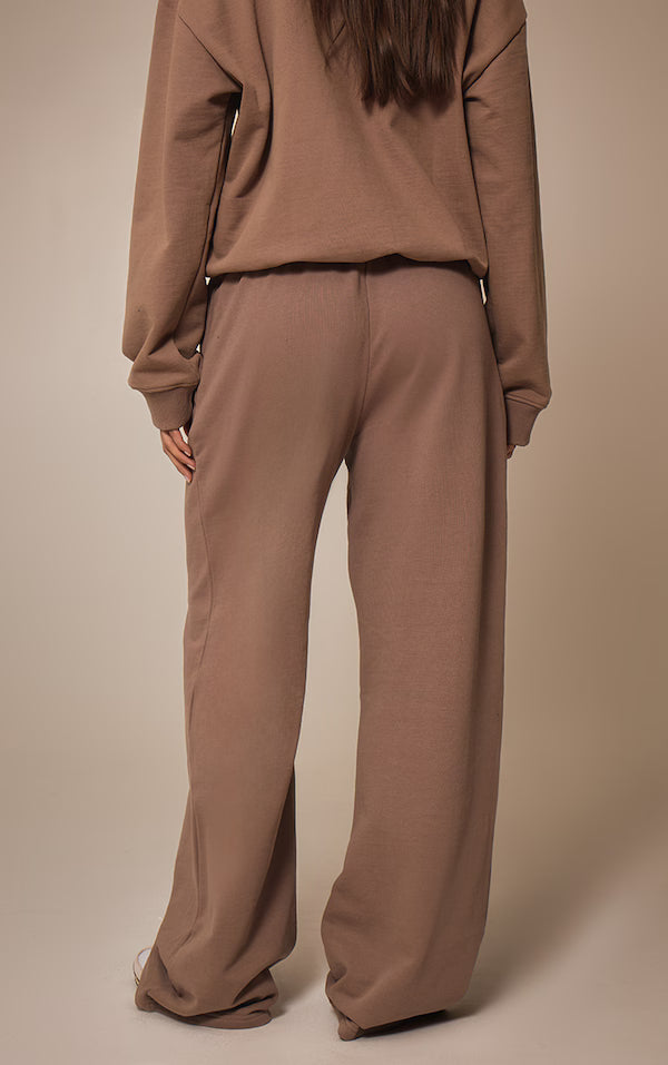 Mocha Premium Loopback Wide Leg Joggers