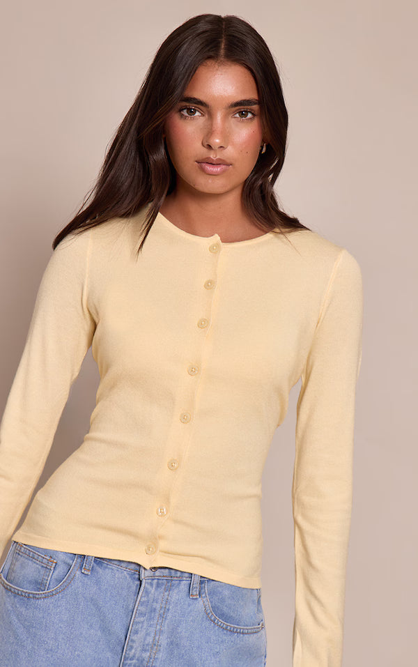 Button Through Fine Knit Cardigan