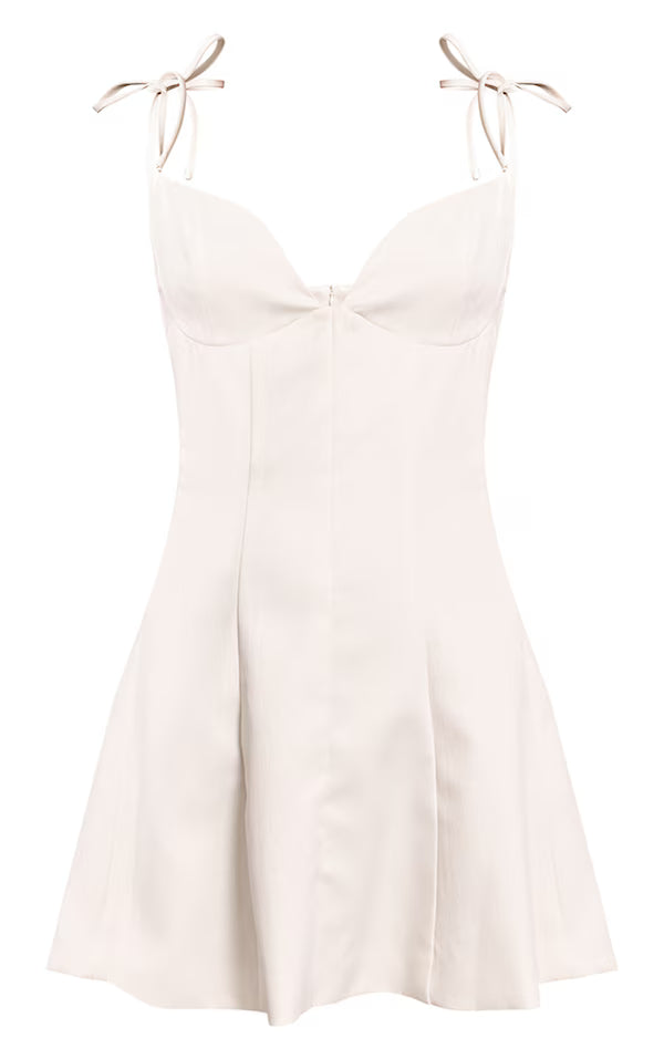 Woven Shoulder Tie Strap Mini Shift Dress