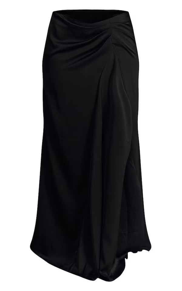 Satin Dipped Waist Maxi Skirt