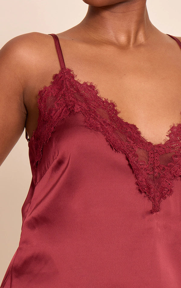 Satin V Neck Trim Detail Cami Top