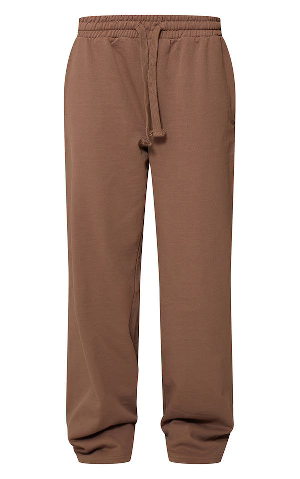 Mocha Premium Loopback Wide Leg Joggers