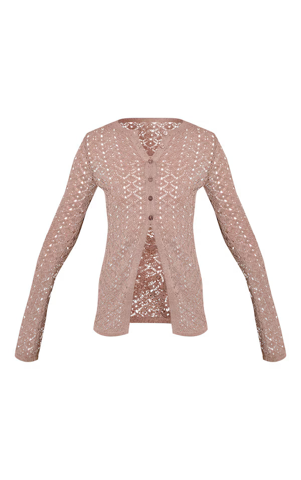 Crochet Knit Long Sleeve Cardigan