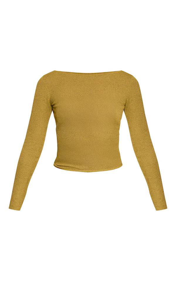 Olive Towelling Fine knit Top