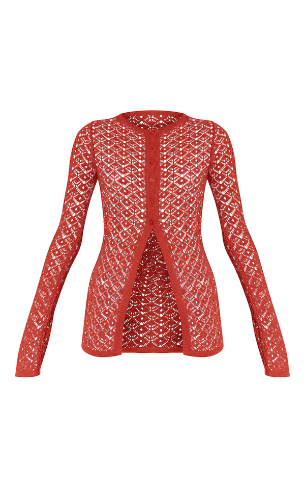 Crochet Knit Long Sleeve Cardigan