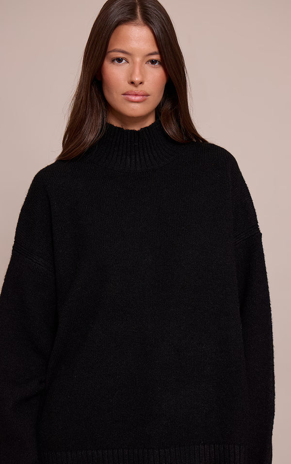 Oversized Polo Neck Knitted Jumper