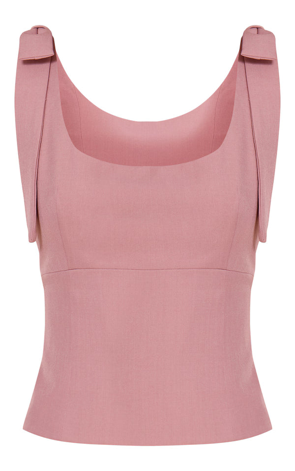 Woven Bow Strap Detail Long Top