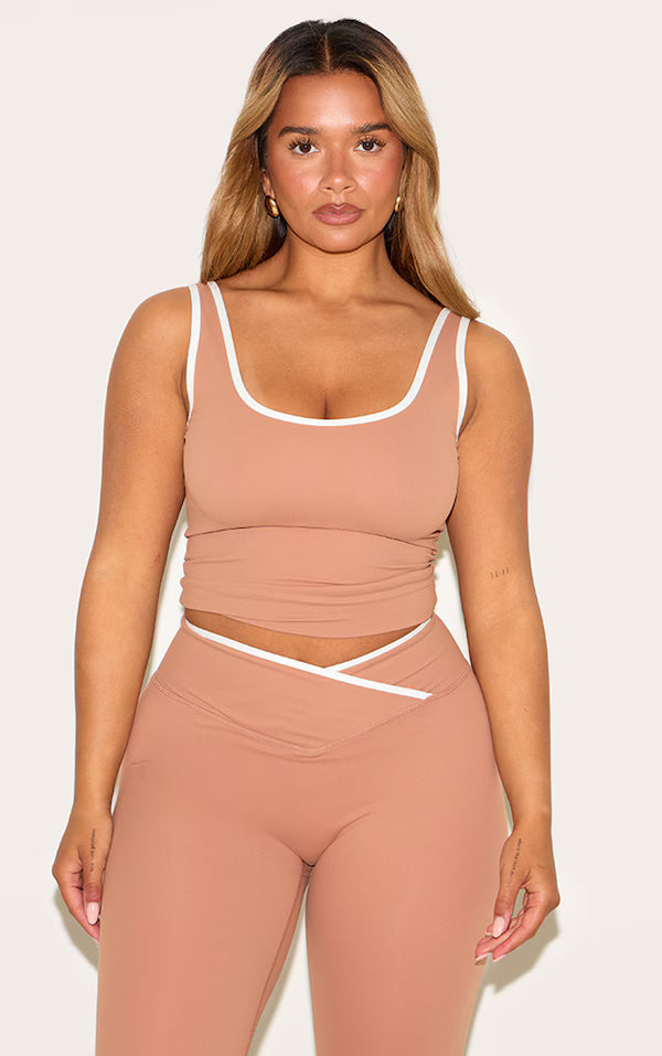 Shape Active Contrast Binding Longline Top