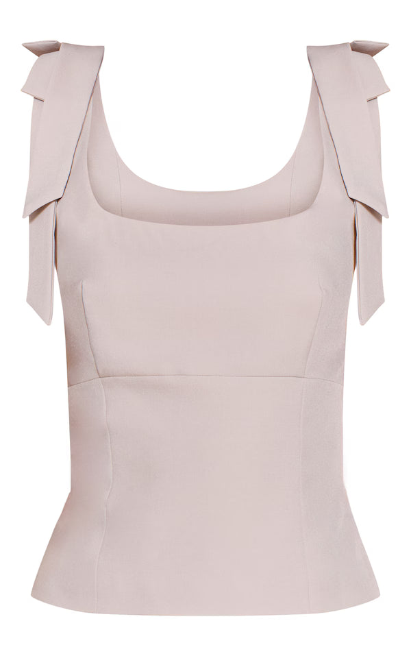 Woven Bow Strap Detail Long Top