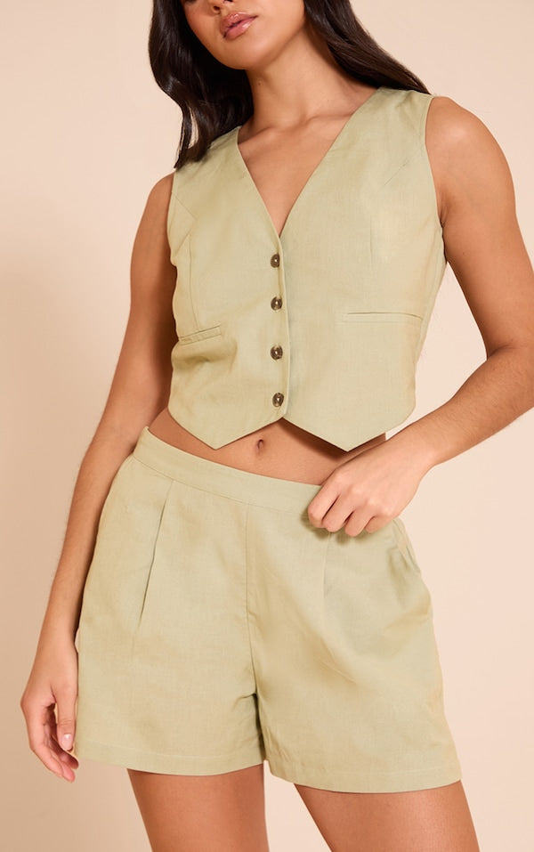 Linen Look Oversized Detail Floaty Short