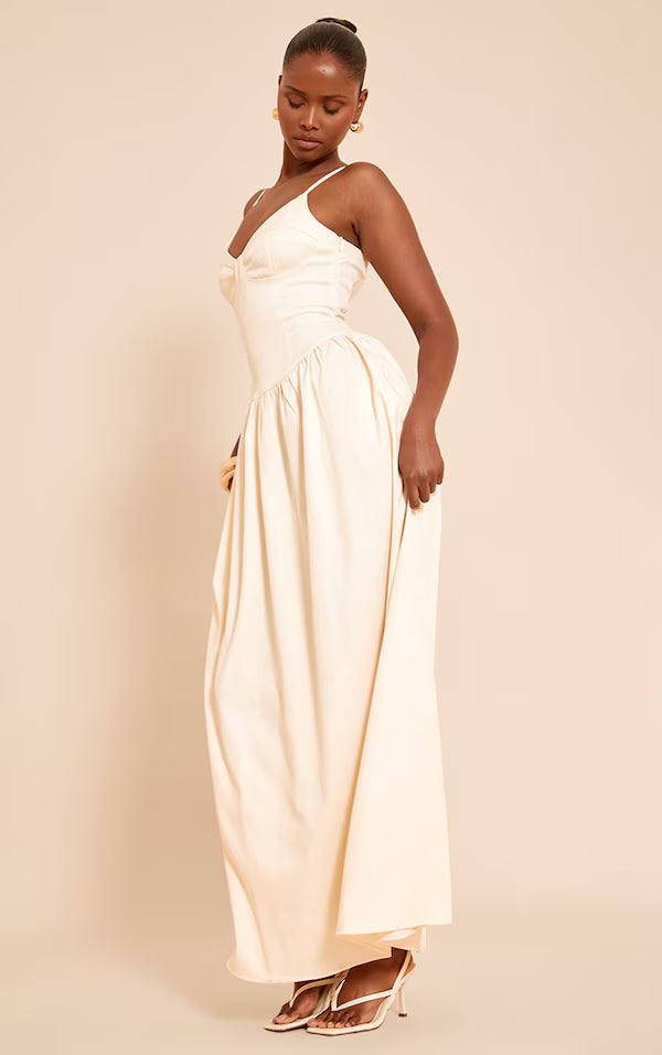 Woven Strappy Bust Detail Maxi Dress