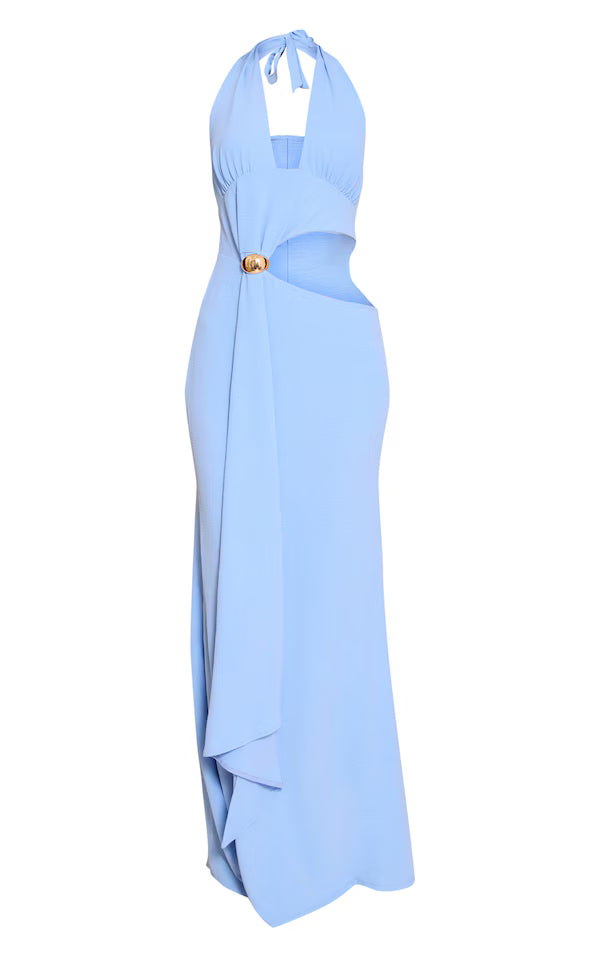 Textured Plunge Trim Maxi Dress