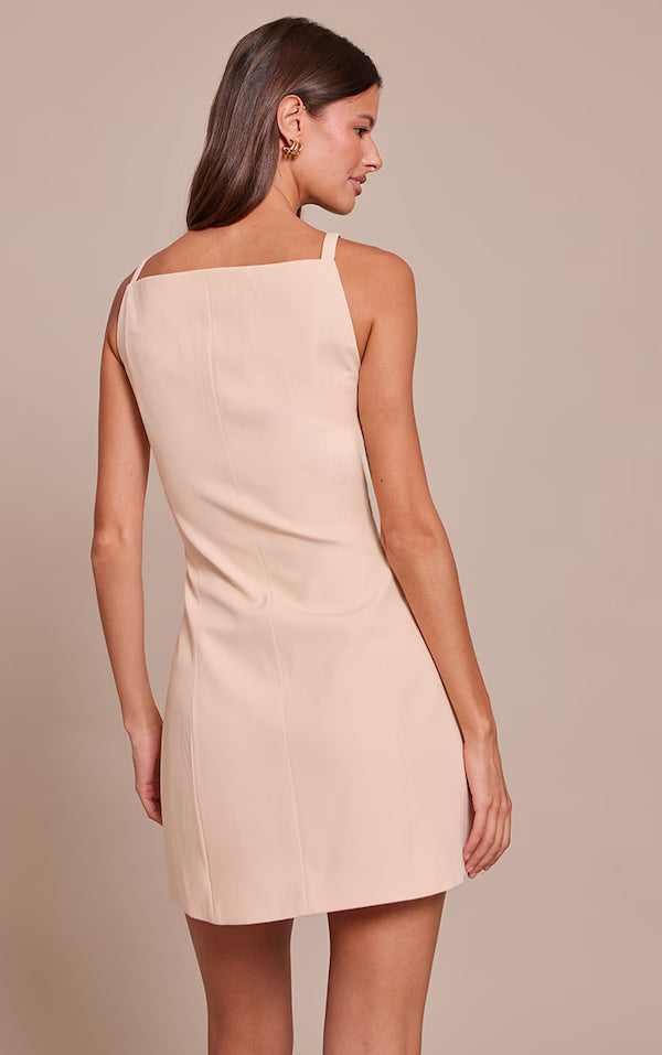 Blush Lemon Tailored Woven Button Down Shift Dress