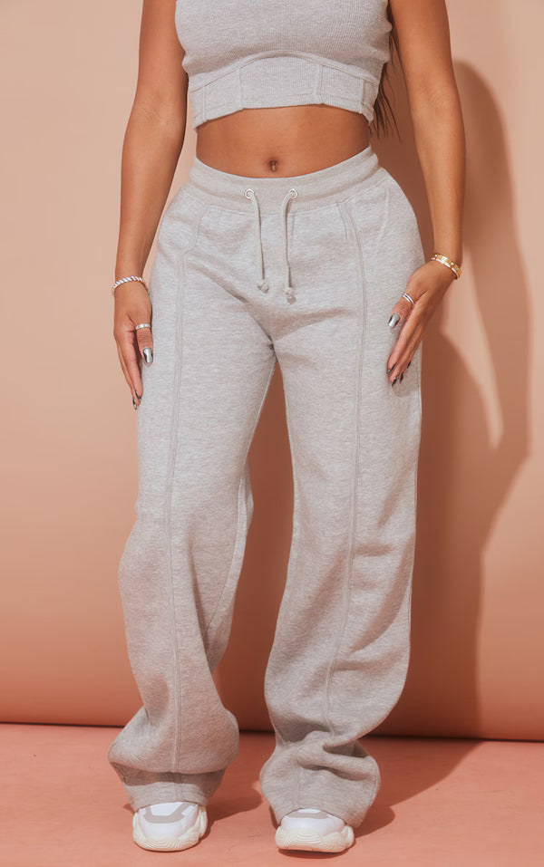Shape Marl Binded High Waist Wide Leg Joggers