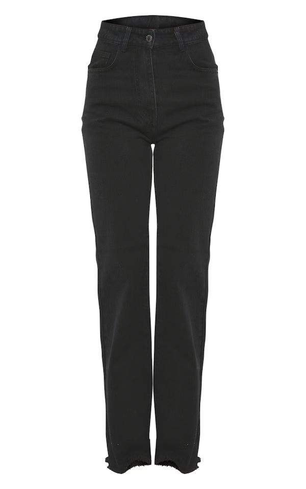 Washed Frayed Hem Wide Leg Jeans