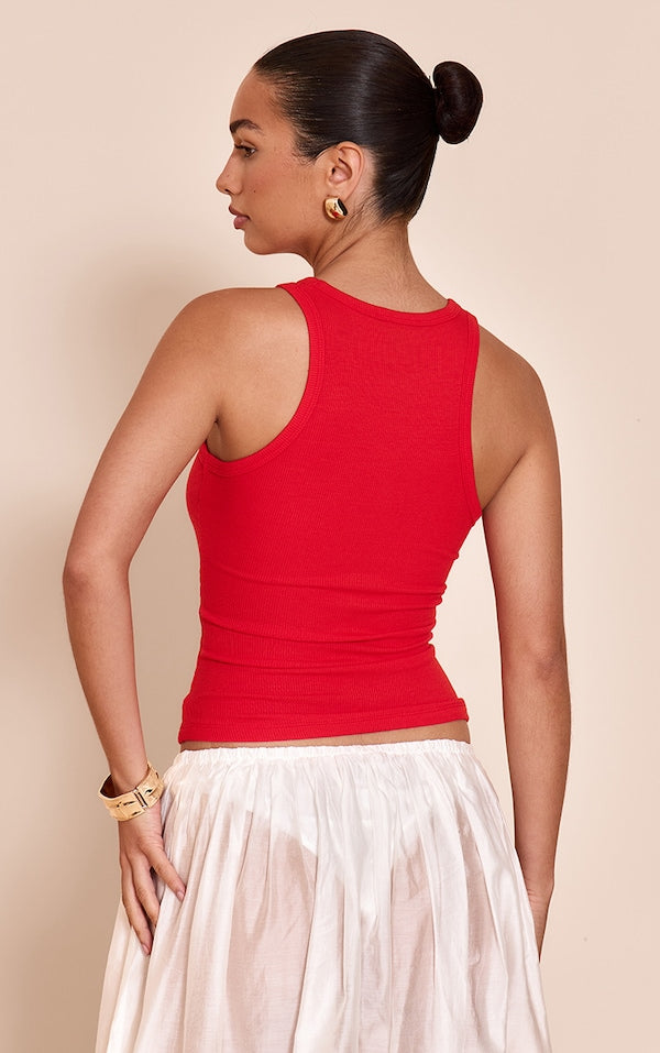 Soft Rib Racer Neck Vest Top