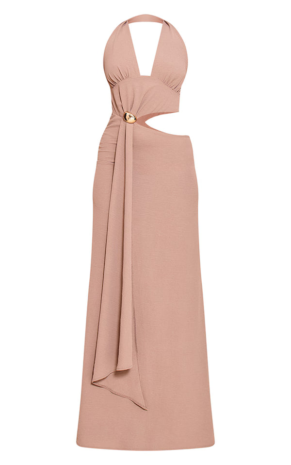 Textured Plunge Trim Maxi Dress