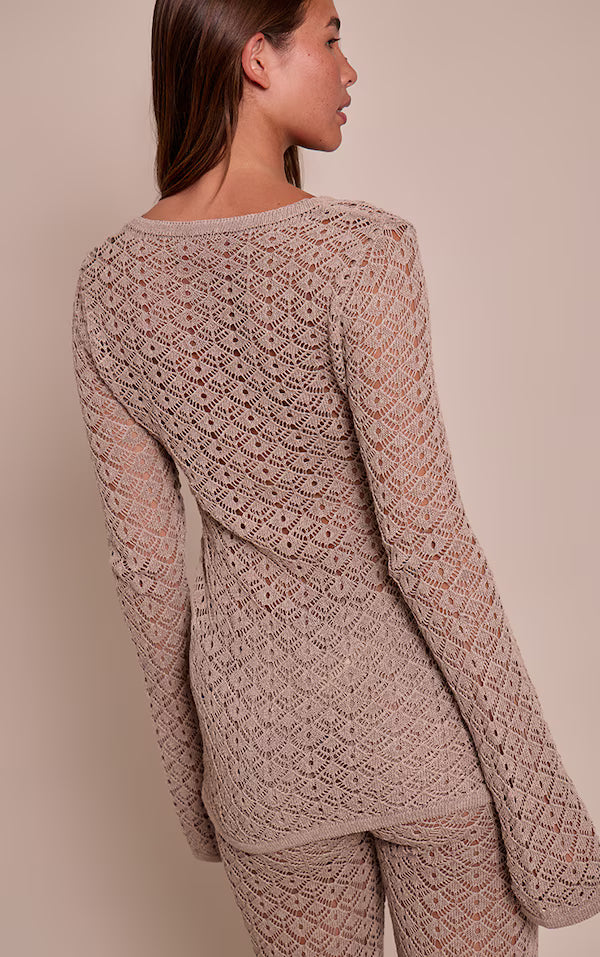 Crochet Knit Long Sleeve Cardigan