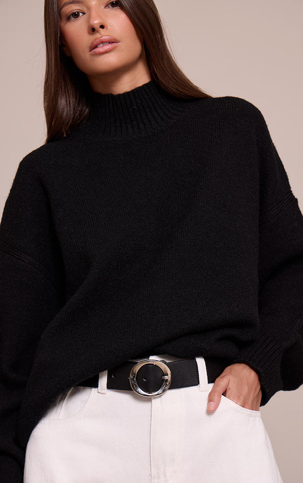Oversized Polo Neck Knitted Jumper