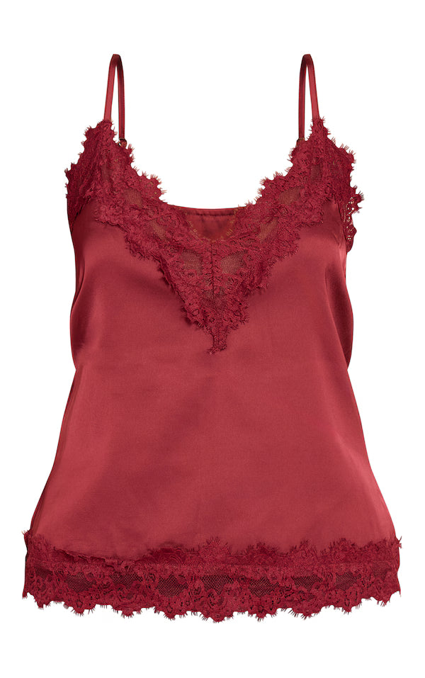 Satin V Neck Trim Detail Cami Top